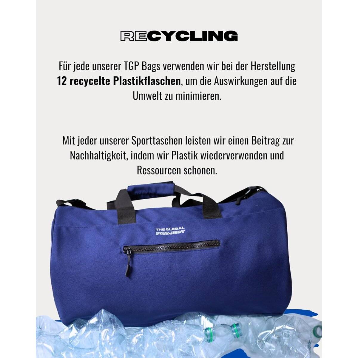 The Global Project Allzwecktasche Sporttasche mit 25 L Volumen, wasserabweisend, faltbar Blau