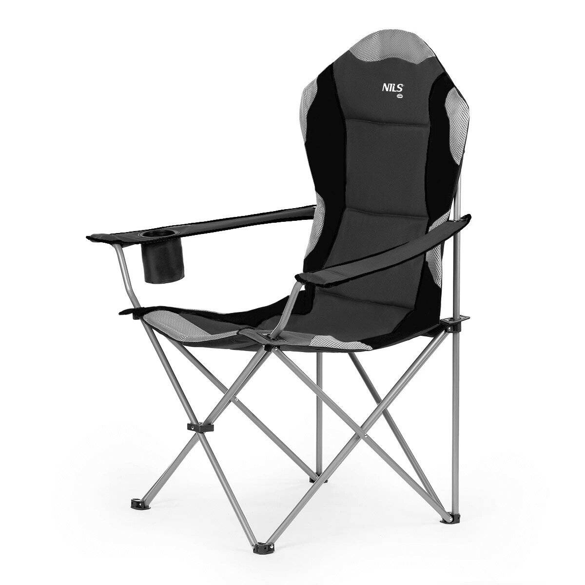 NILS NC3080 Campingstuhl – Klappbarer Outdoor-Stuhl Angelstuhl mit Tragetasche Dunkelgrau