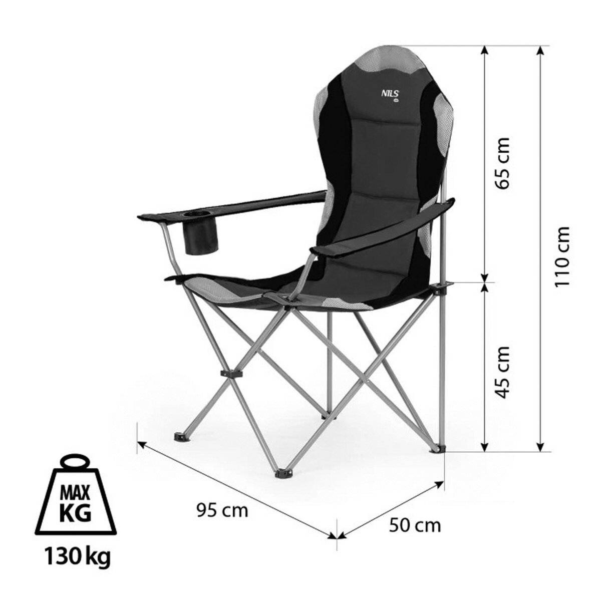 NILS NC3080 Campingstuhl – Klappbarer Outdoor-Stuhl Angelstuhl mit Tragetasche Dunkelgrau