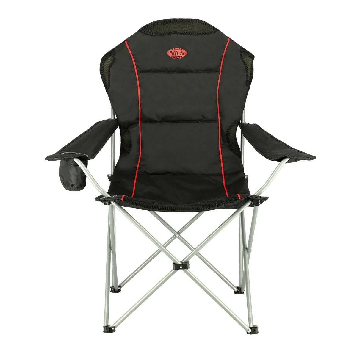 NILS NC3080 Campingstuhl – Klappbarer Outdoor-Stuhl Angelstuhl mit Tragetasche Schwarz