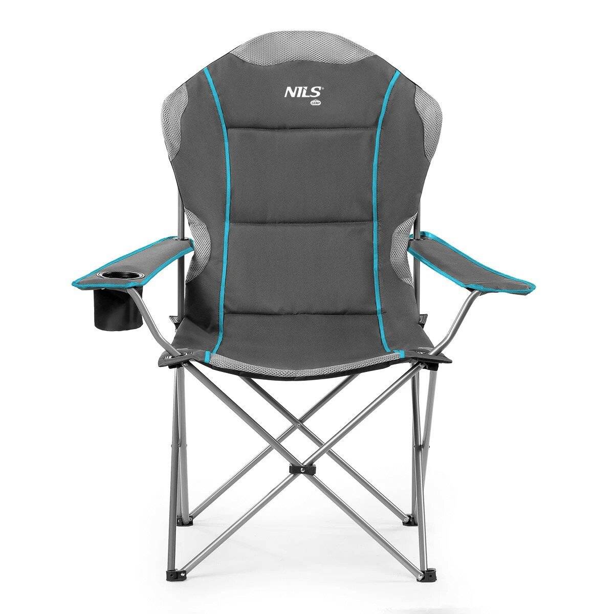 NILS NC3080 Campingstuhl – Klappbarer Outdoor-Stuhl Angelstuhl mit Tragetasche Hellgrau