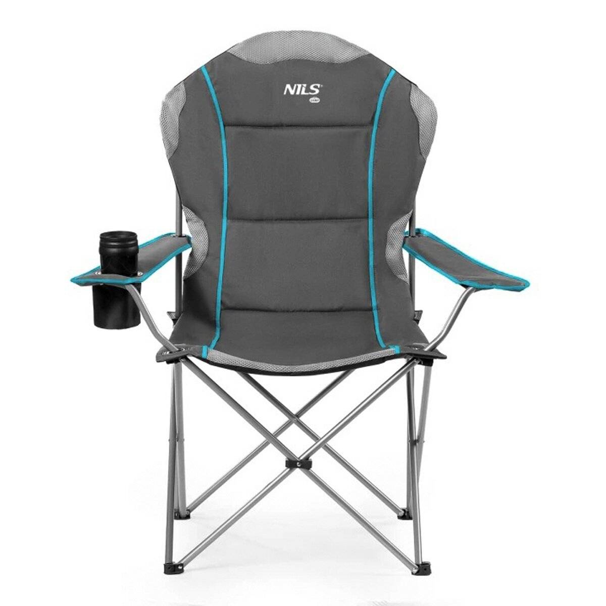 NILS NC3080 Campingstuhl – Klappbarer Outdoor-Stuhl Angelstuhl mit Tragetasche Hellgrau