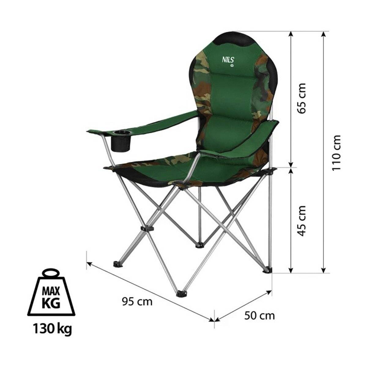 NILS NC3080 Campingstuhl – Klappbarer Outdoor-Stuhl Angelstuhl mit Tragetasche Dunkelgrün
