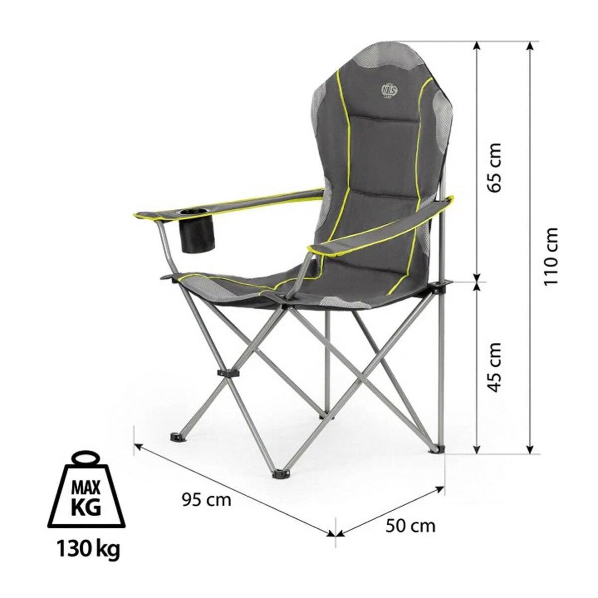 NILS NC3080 Campingstuhl – Klappbarer Outdoor-Stuhl Angelstuhl mit Tragetasche Grau