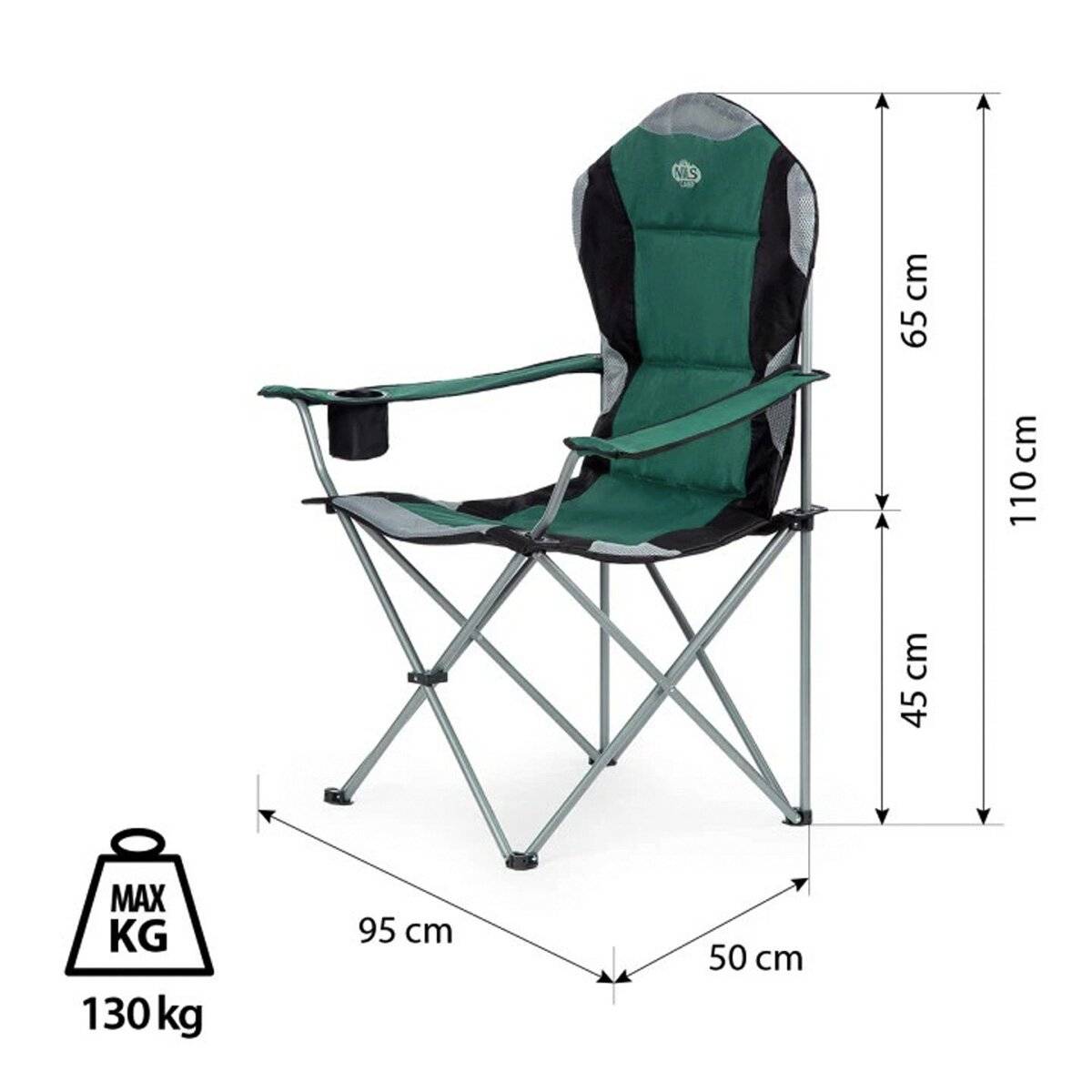 NILS NC3080 Campingstuhl – Klappbarer Outdoor-Stuhl Angelstuhl mit Tragetasche Grün