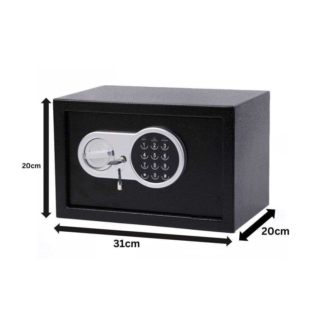 Tresor mit elektronischem Zahlenschloss & Notschlüssel - 8,5 L, 31 x 20 x 20 cm