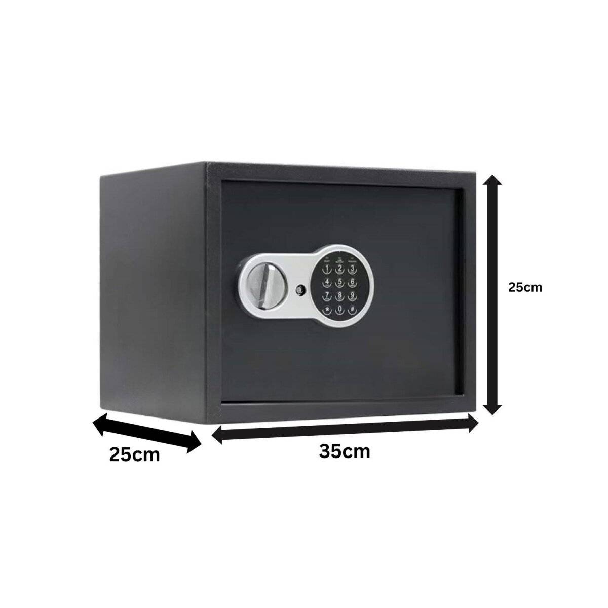 Tresor mit elektronischem Zahlenschloss & Notschlüssel - 16 L, 35 x 25 x 25 cm