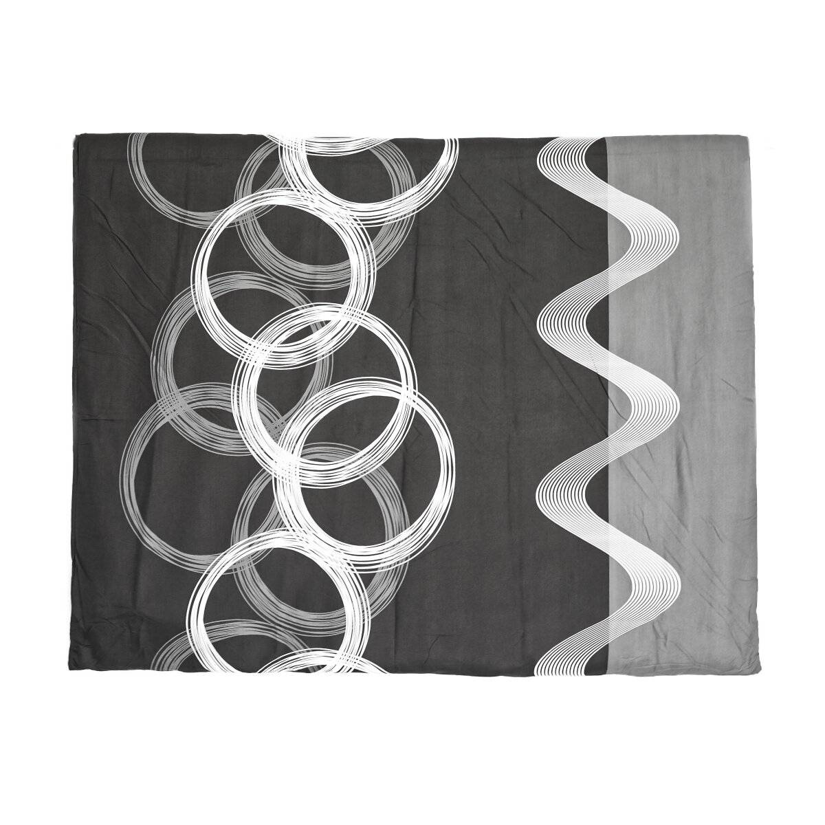 2 Tlg. Bettwäsche mit Reißverschluss in Grau Bettbezug 155x220 cm mit Kissenbezug 80x80 cm