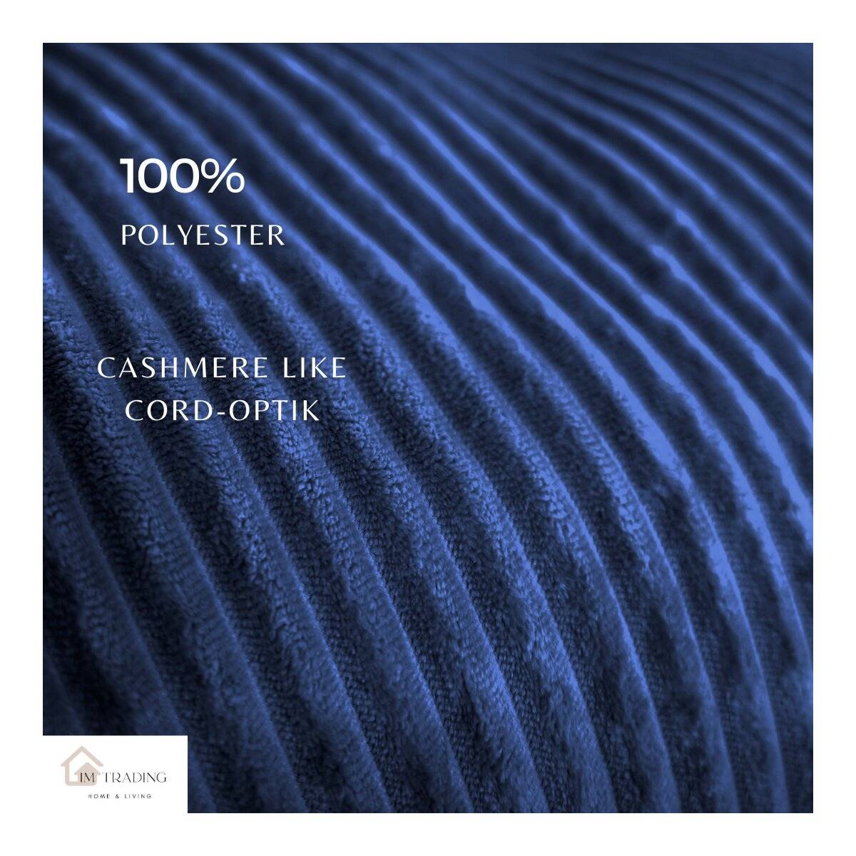 Plüsch Bettwäsche in Cord-Optik Wendebettwäsche mit Reißverschluss Anthrazit-Dunkelblau 155x200 cm