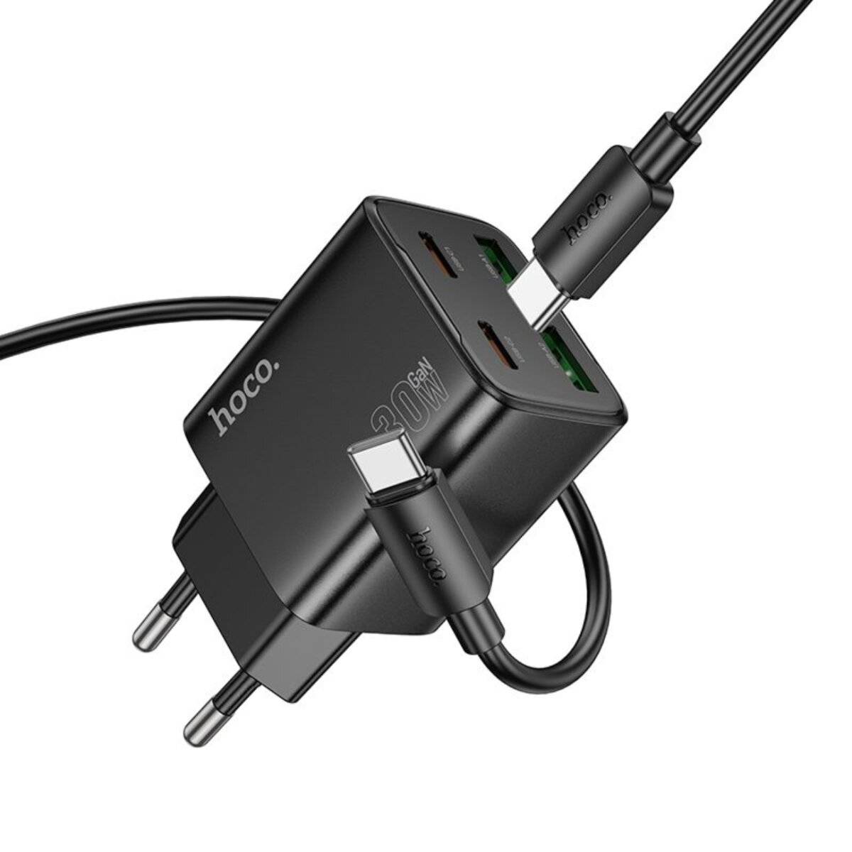 HOCO Netz-Ladegerät N56 30W mit 2× USB-C + 2× USB-A und 1 m USB-C Kabel