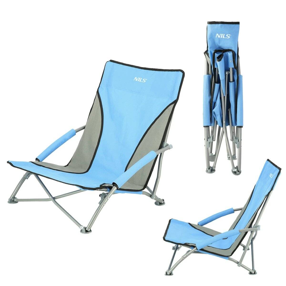 NILS CAMP NC3035 Campingstuhl – klappbarer Outdoor Stuhl mit Tragetasche Hellblau