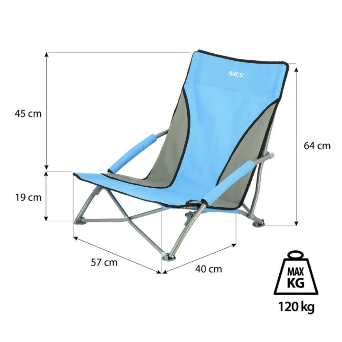 NILS CAMP NC3035 Campingstuhl – klappbarer Outdoor Stuhl mit Tragetasche Hellblau
