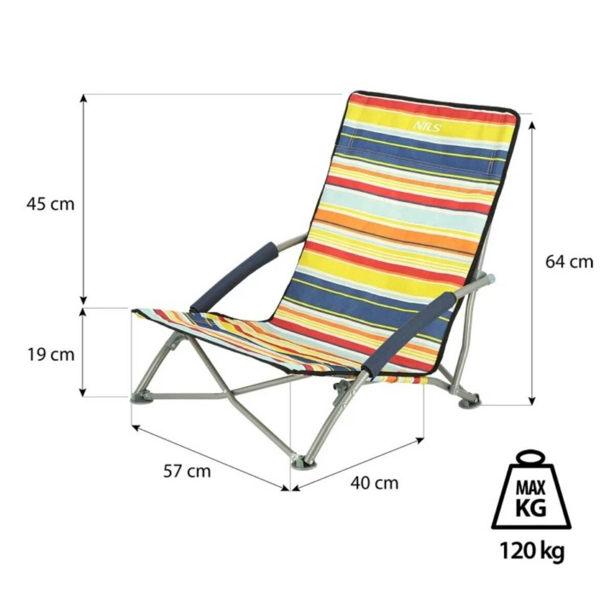 NILS CAMP NC3035 Campingstuhl – klappbarer Outdoor Stuhl mit Tragetasche Mehrfarbig