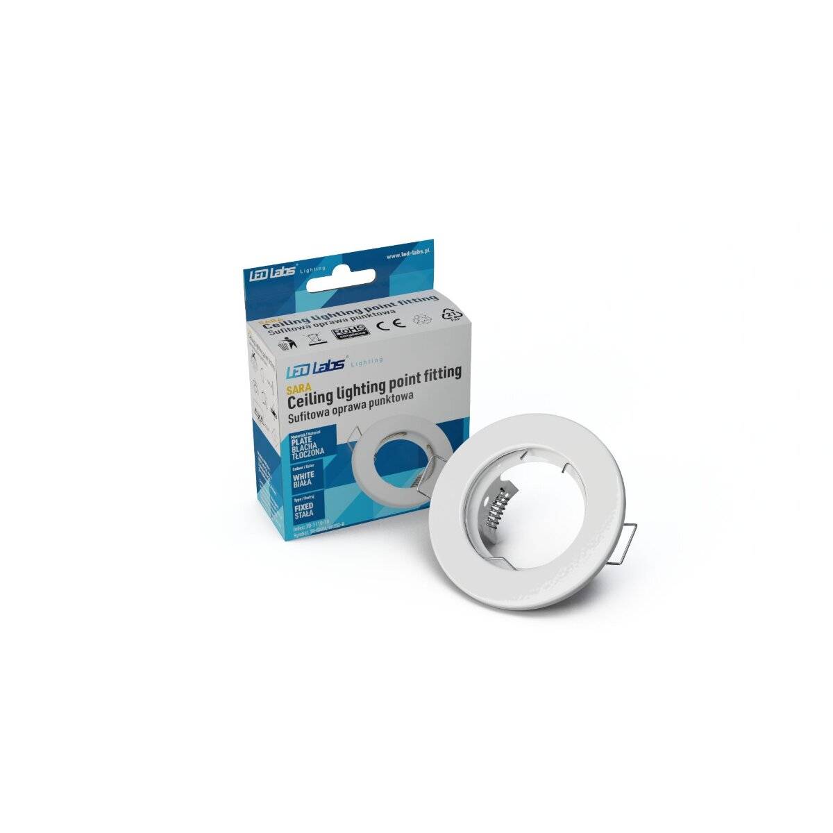 LED Labs SARA Einbaurahmen für GU10 Deckenleuchte IP20 Rund Ø 55 mm Bohrloch Weiß