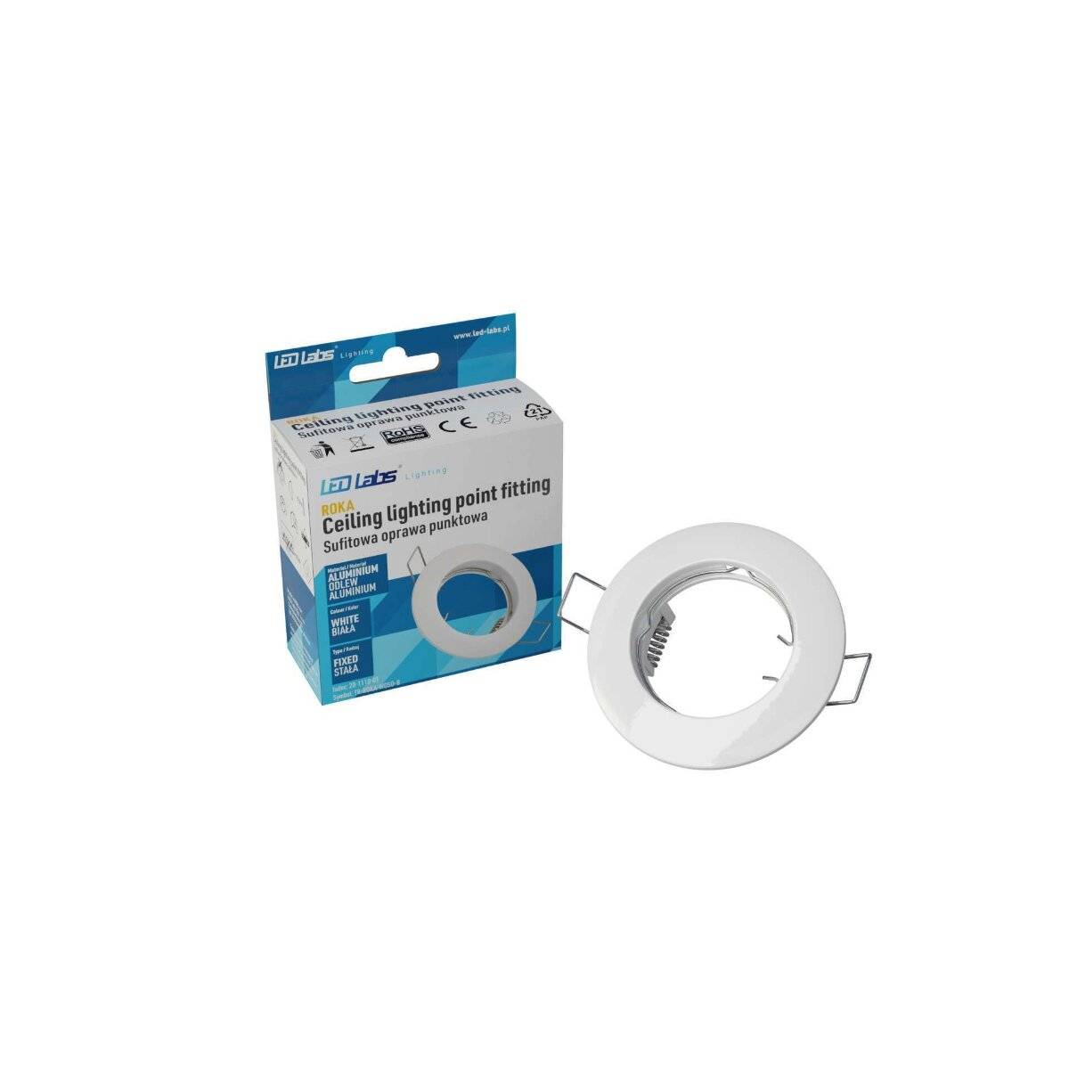 LED Labs ROKA Einbaurahmen für GU10 Deckenleuchte IP20 Rund Ø 60 mm Bohrloch Weiß