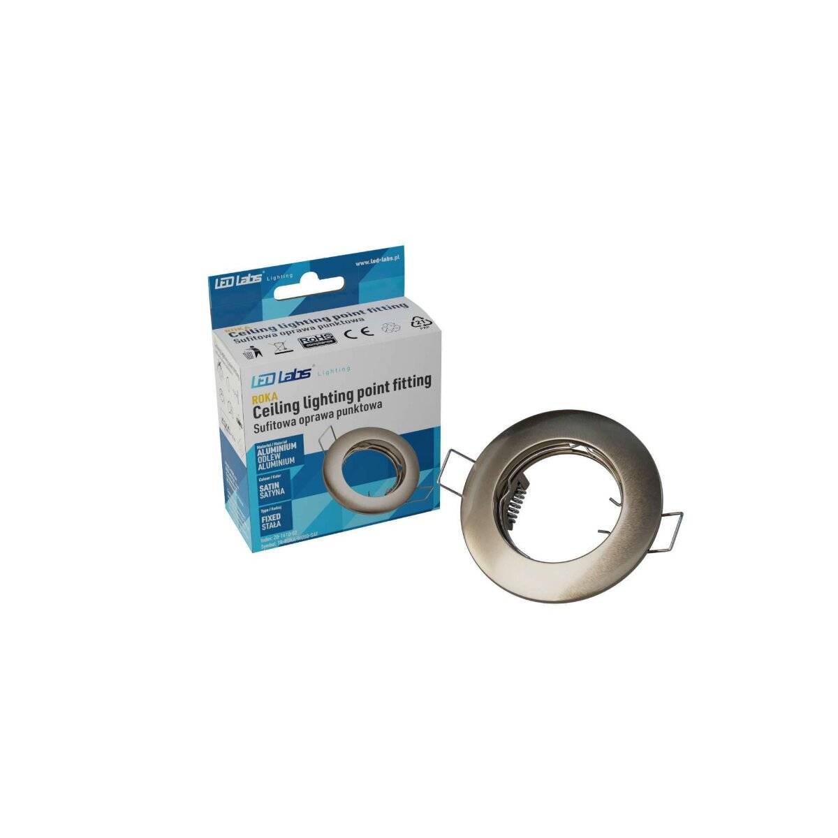 LED Labs ROKA Einbaurahmen für GU10 Deckenleuchte IP20 Rund Ø 60 mm Bohrloch Seidenmatt verchromt