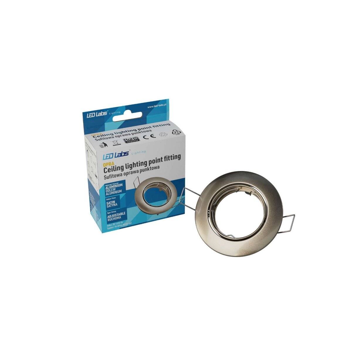 LED Labs OPRA Einbaurahmen für GU10 Deckenleuchte IP20 Rund Ø 75 mm Bohrloch Seidenmatt verchromt