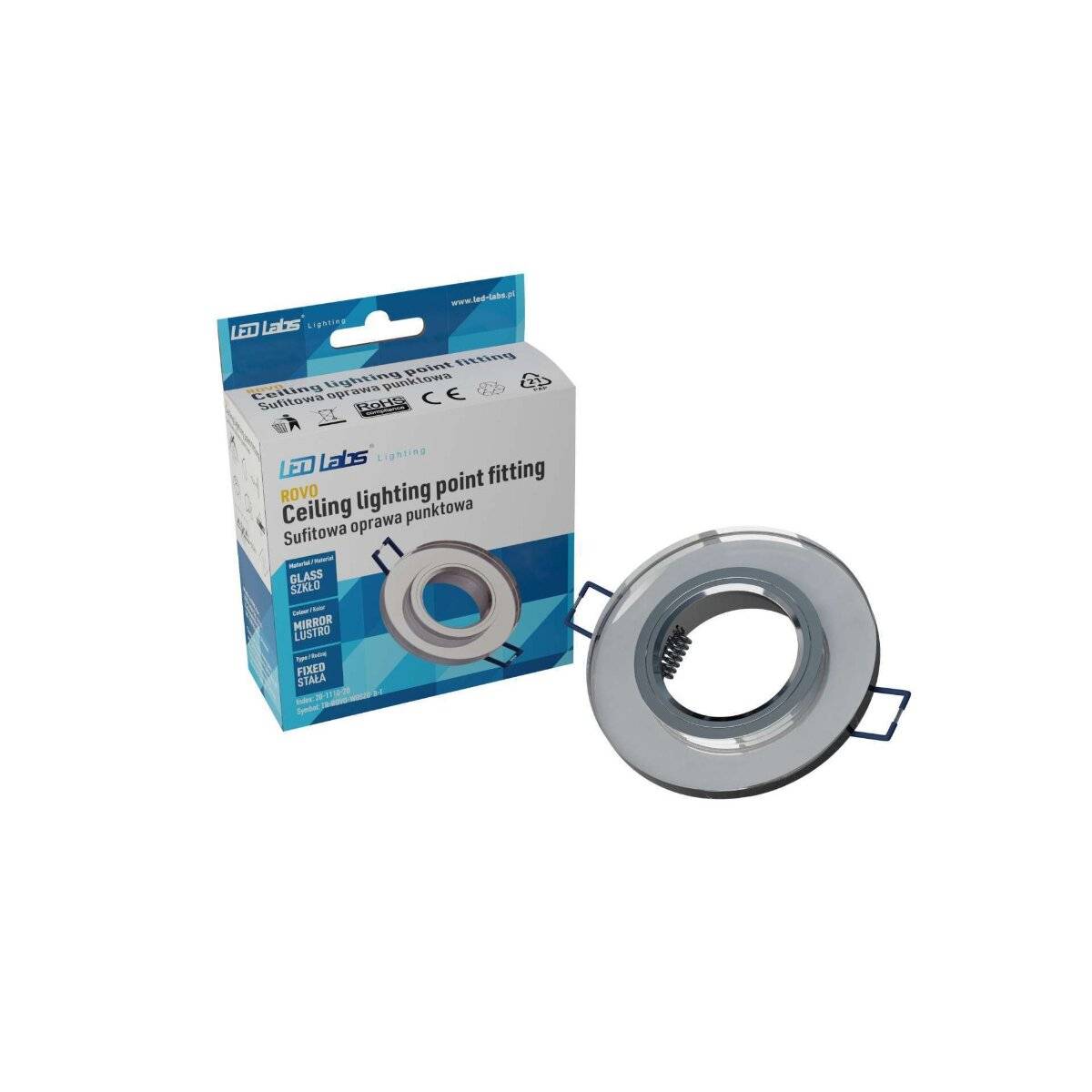 LED Labs ROVO Einbaurahmen für GU10 Deckenleuchte IP20 Rund Ø 60 mm Bohrloch Weiß