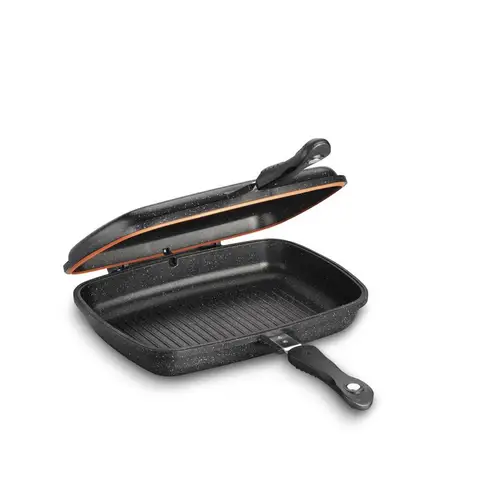 Korkmaz Duplo Doppelpfanne 34 x 25 cm, Schwarz - Langlebig & Antihaft Korkmaz Duplo Doppelpfanne 34 x 25 cm, Schwarz - Langlebig & Antihaft