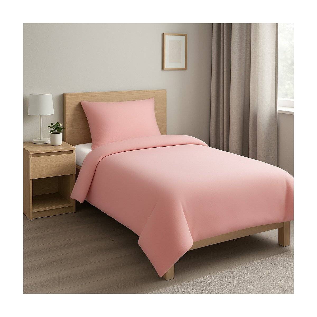 Mikrofaser-Bettwäsche 135 x 200 cm mit verdecktem Reißverschluss - einfarbiges Design Rosa