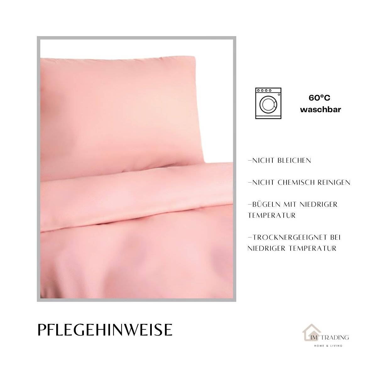 Mikrofaser-Bettwäsche 135 x 200 cm mit verdecktem Reißverschluss - einfarbiges Design Rosa