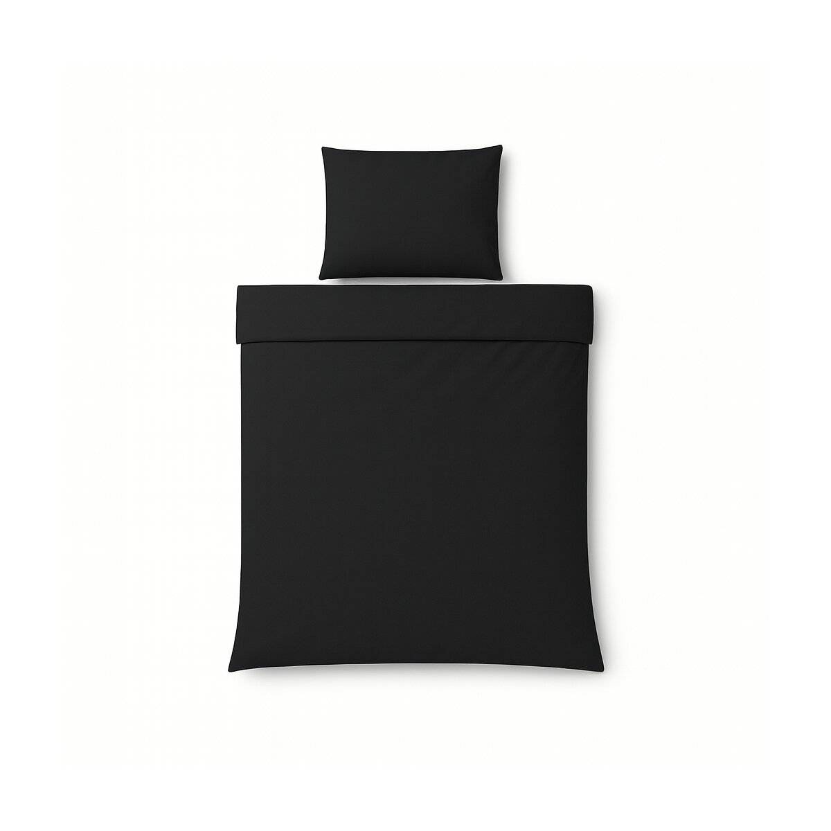 Mikrofaser-Bettwäsche 135 x 200 cm mit verdecktem Reißverschluss - einfarbiges Design Schwarz