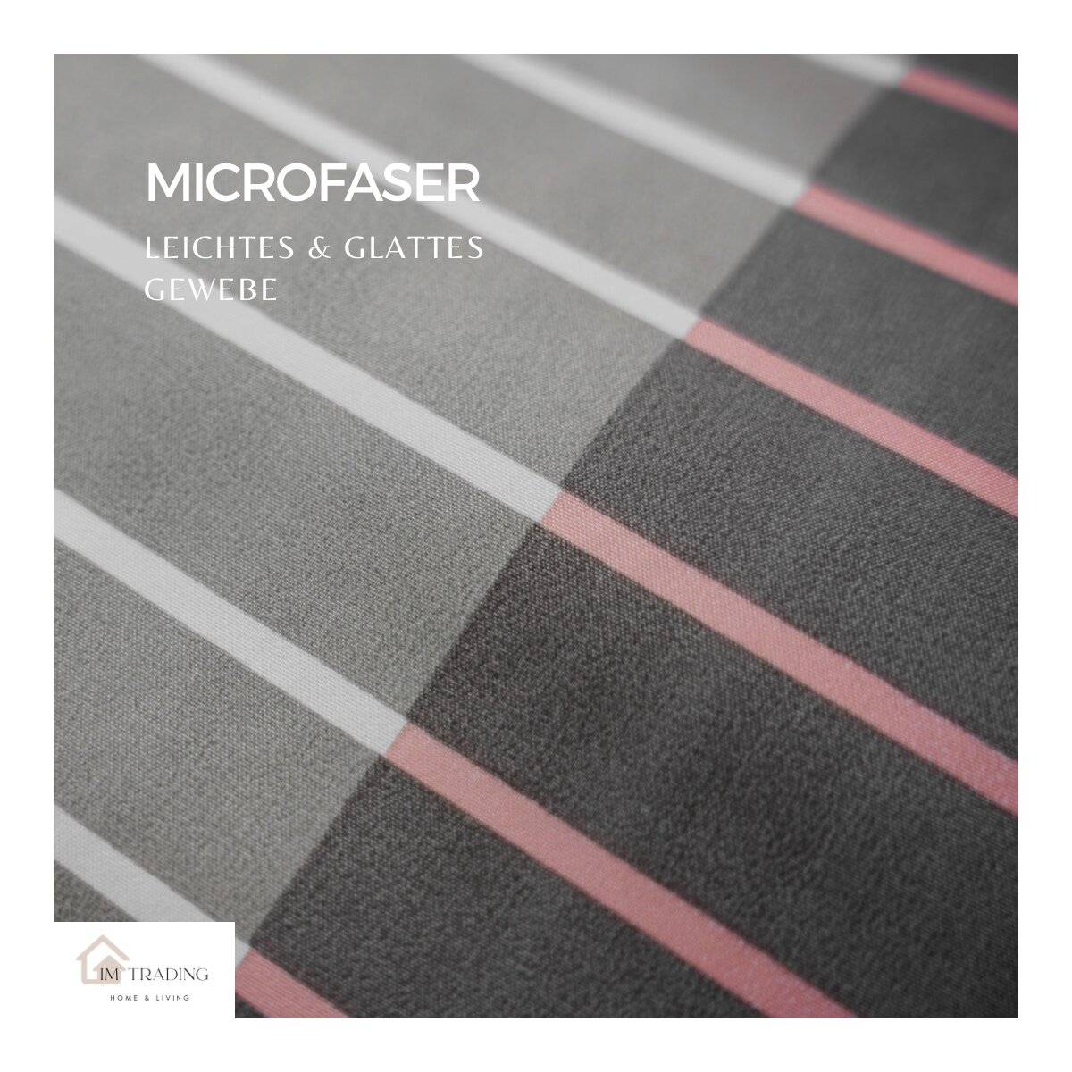 Mikrofaser-Bettwäsche, gestreiftes Design - Einzelbettwäsche mit Reißverschluss 135 x 200 cm