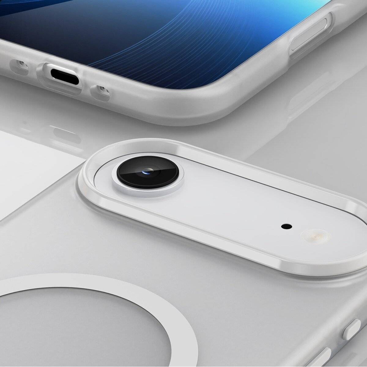 Bumper Handyhülle mit verstärktem Kantenschutz und integrierten Magneten kompatibel mit iPhone 17 Air Mattweiß