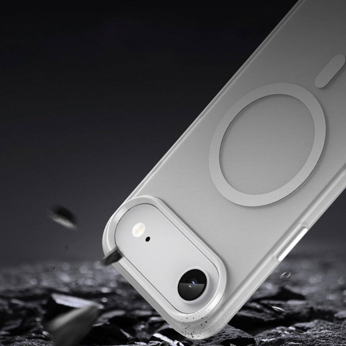 Bumper Handyhülle mit verstärktem Kantenschutz und integrierten Magneten kompatibel mit iPhone 17 Air Mattweiß