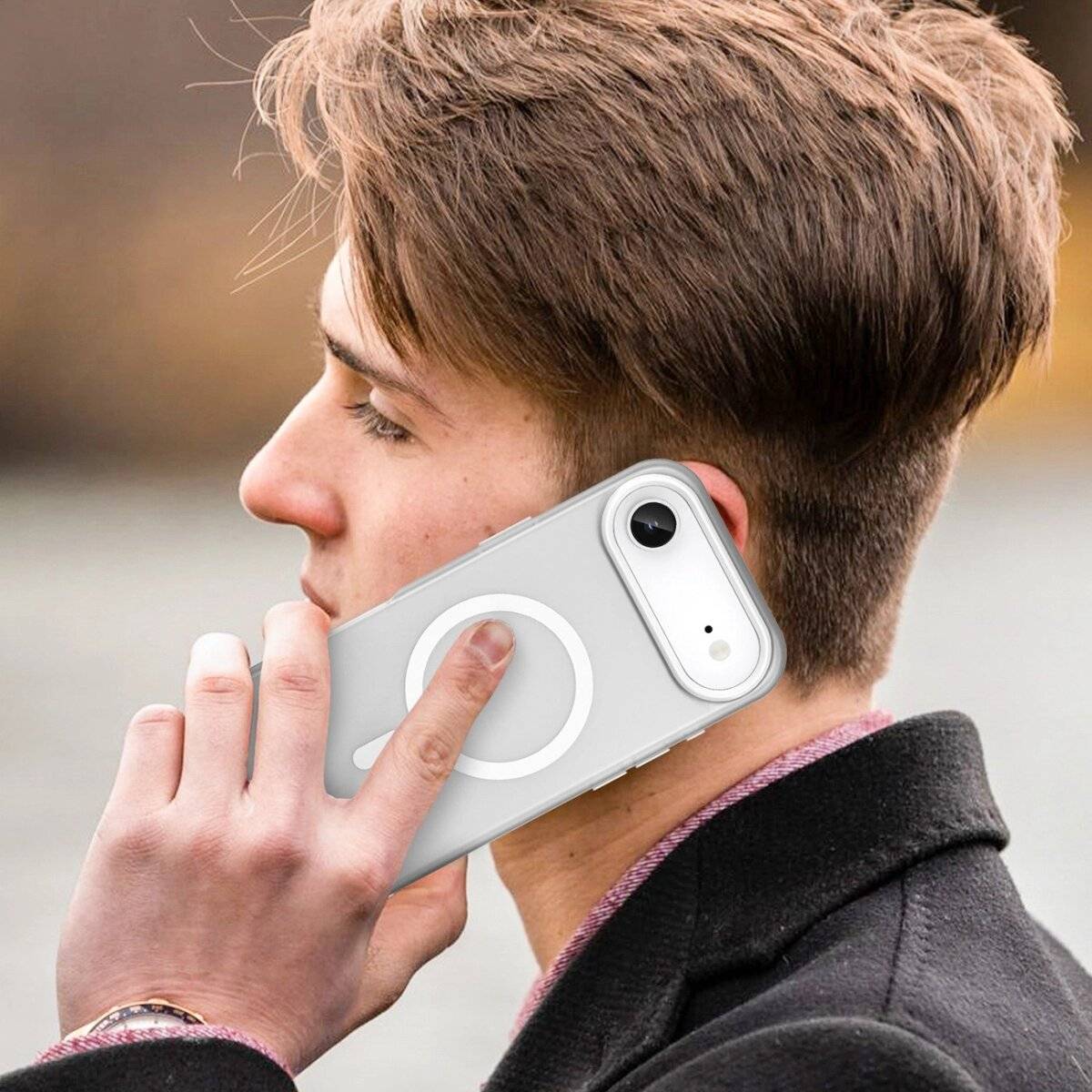 Bumper Handyhülle mit verstärktem Kantenschutz und integrierten Magneten kompatibel mit iPhone 17 Air Mattweiß