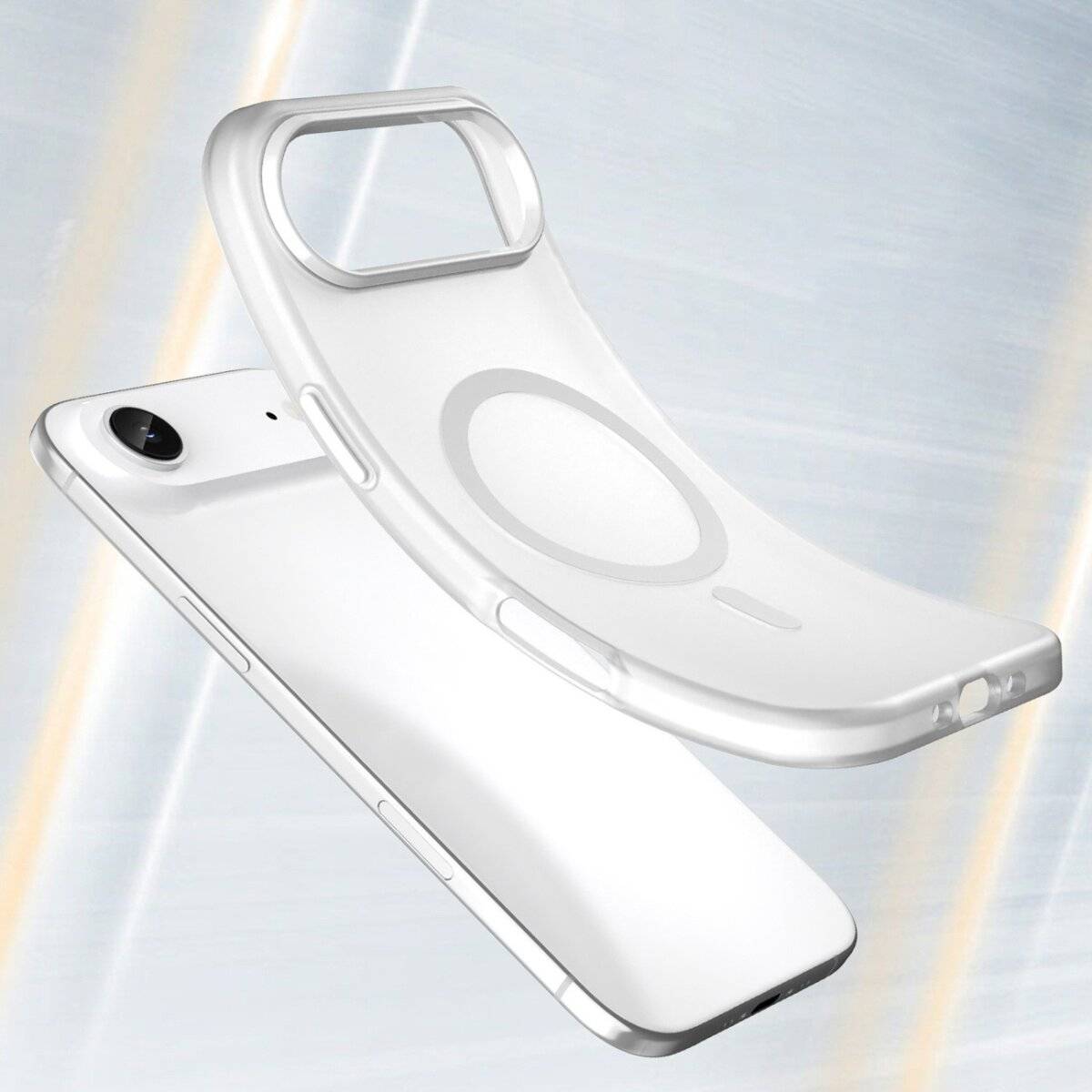 Bumper Handyhülle mit verstärktem Kantenschutz und integrierten Magneten kompatibel mit iPhone 17 Air Mattweiß