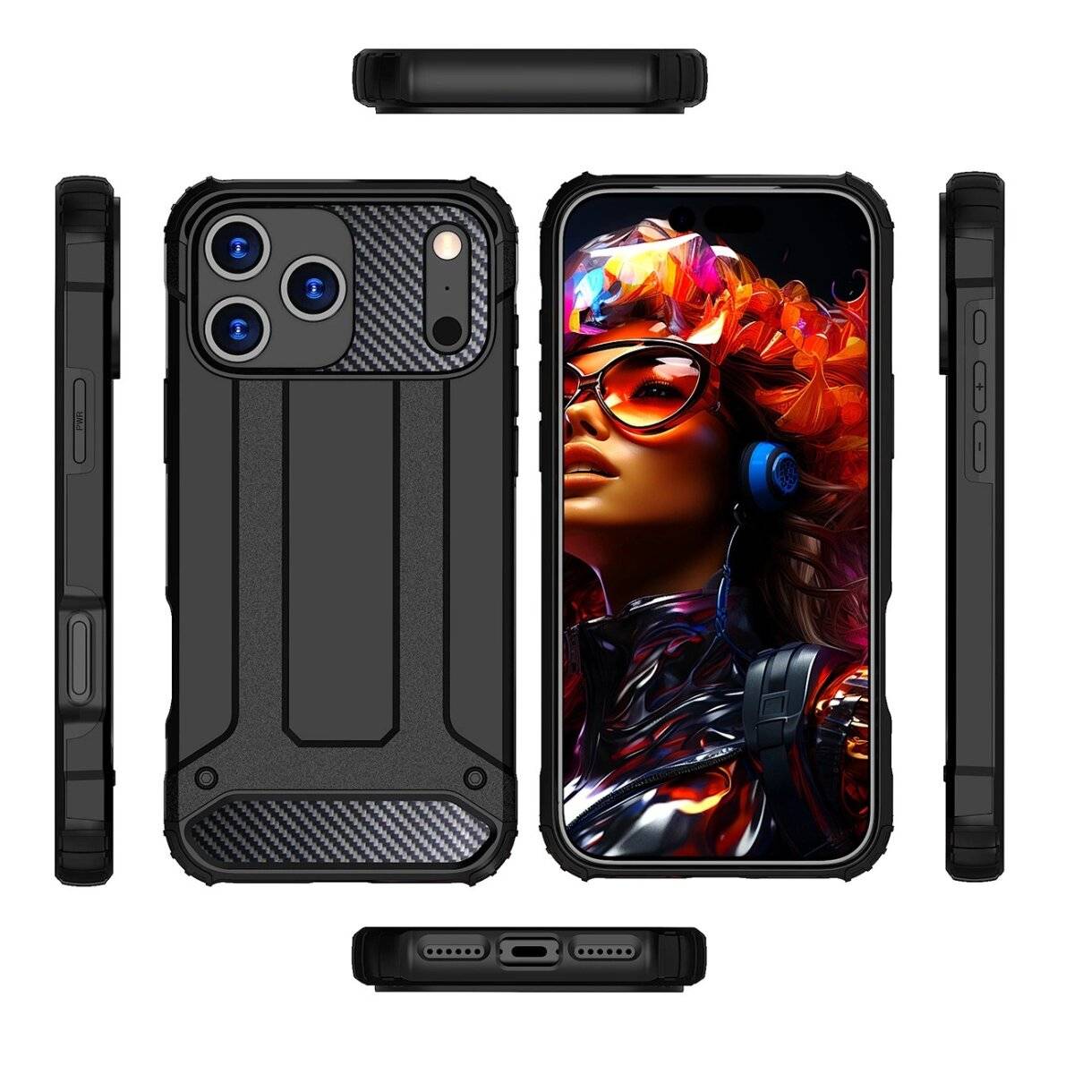 Hybrid Armor Schutzhülle Bumper kratzsicher mit verstärktem Kantenschutz kompatibel mit iPhone 17