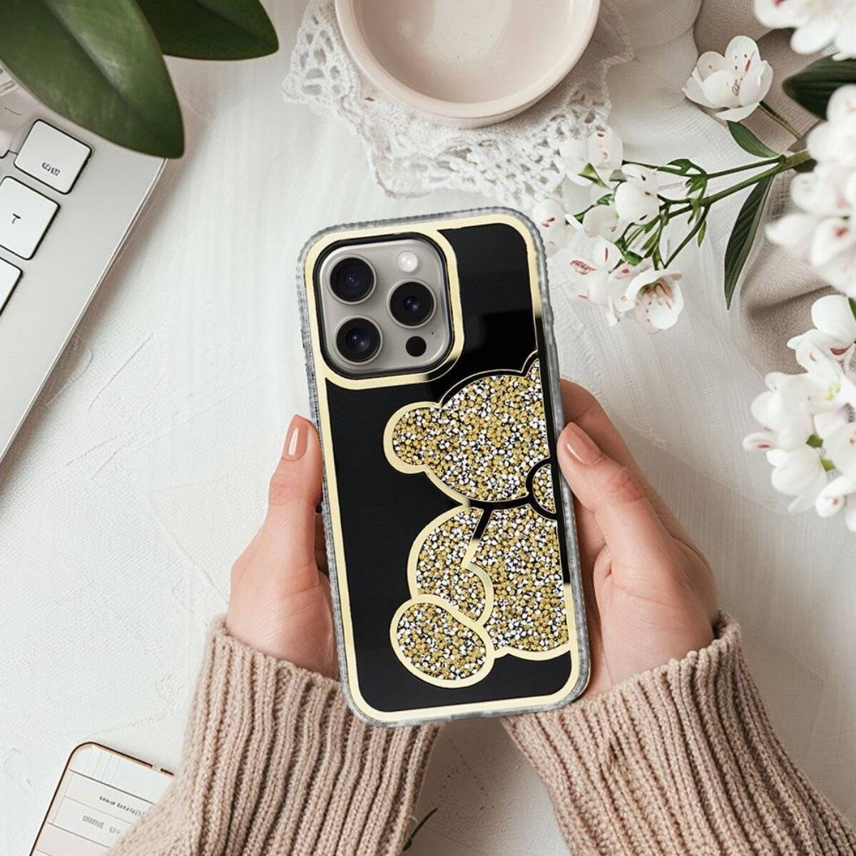 Teddy Bear Handyhülle kompatibel mit iPhone 17 Gold