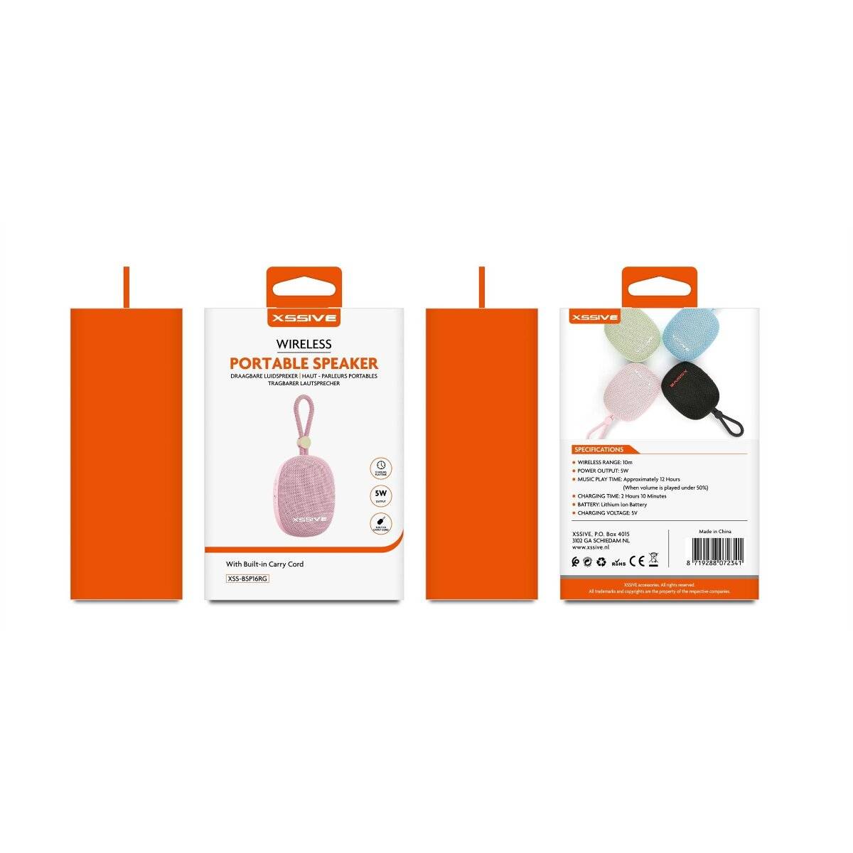 Xssive Tragbarer Wireless Lautsprecher – Mobiler Bluetooth Speaker Pink