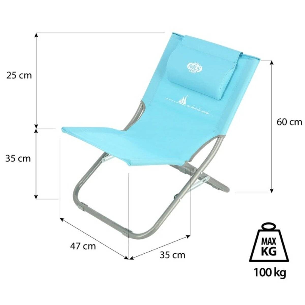 NILS CAMP Klappstuhl NC3136 – Faltbarer Campingstuhl mit Stahlgestell, bis 100 kg belastbar