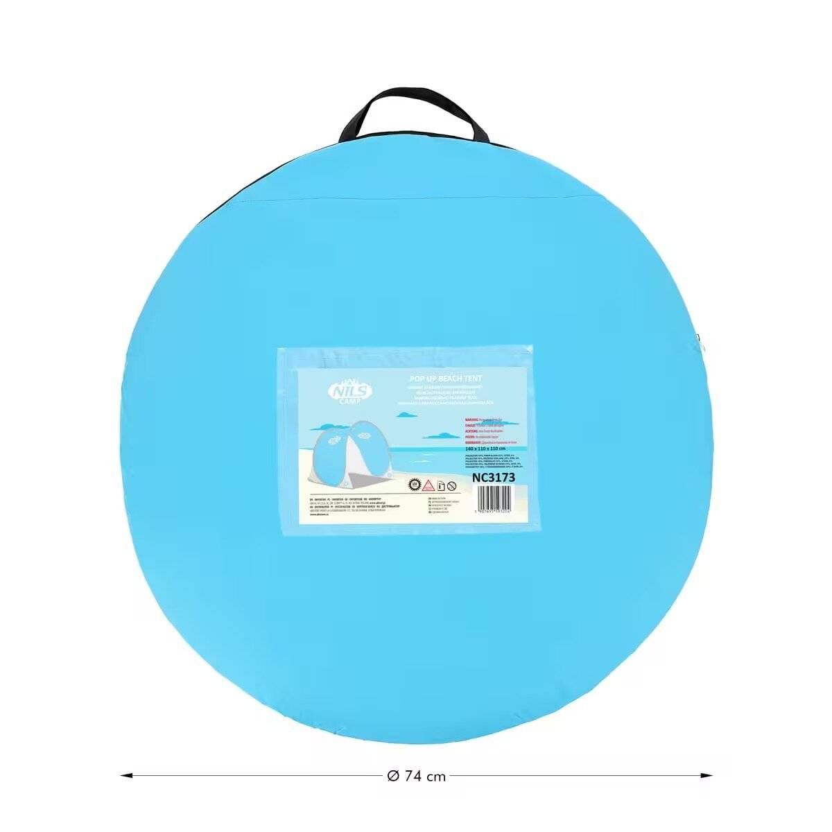 NILS CAMP Strandzelt NC3173 – Pop-Up Zelt mit UV-Schutz und Tragetasche Weiß