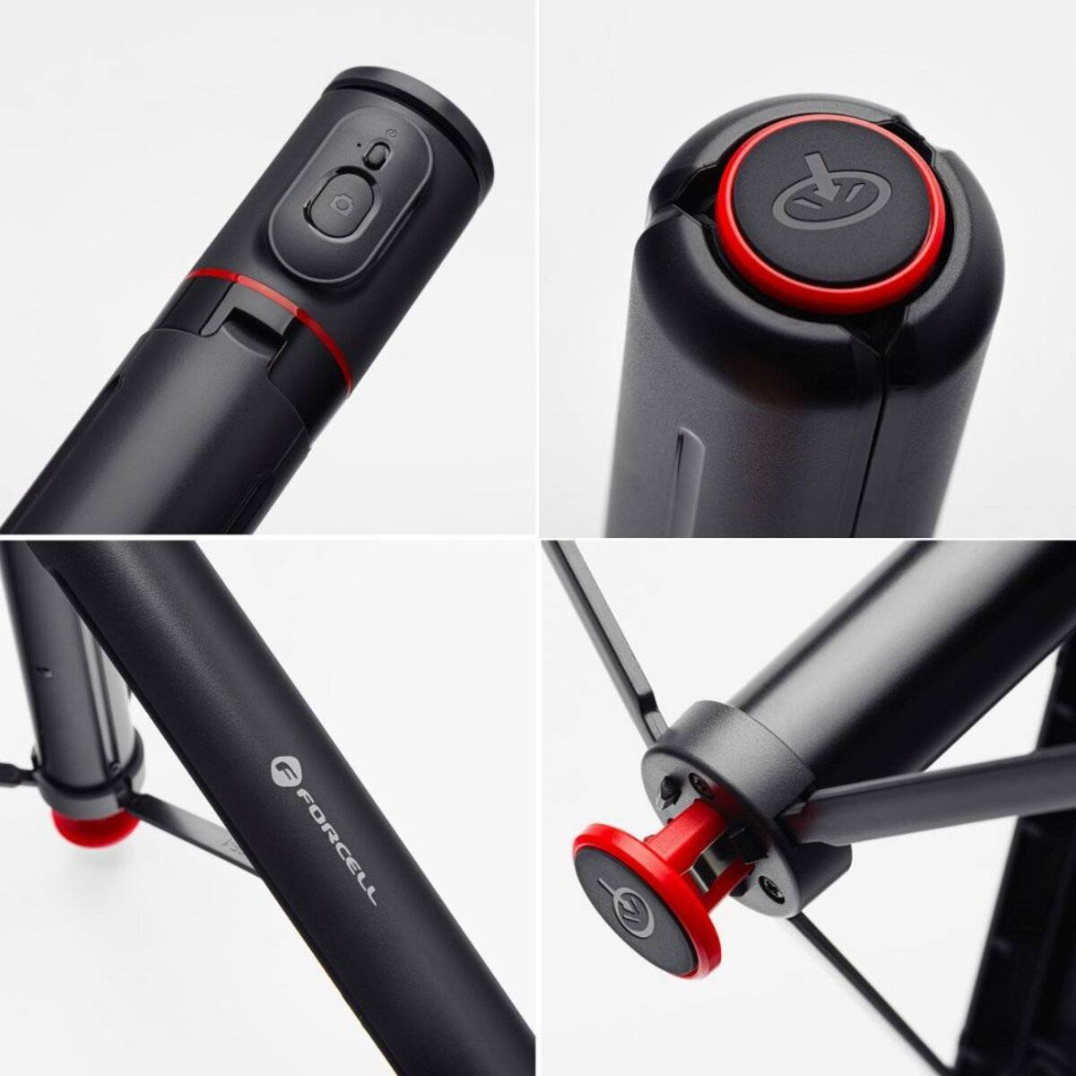 FORCELL F-GRIP F170XL automatischer Selfie-Stick mit Fernbedienung und Stativ – Schwarz