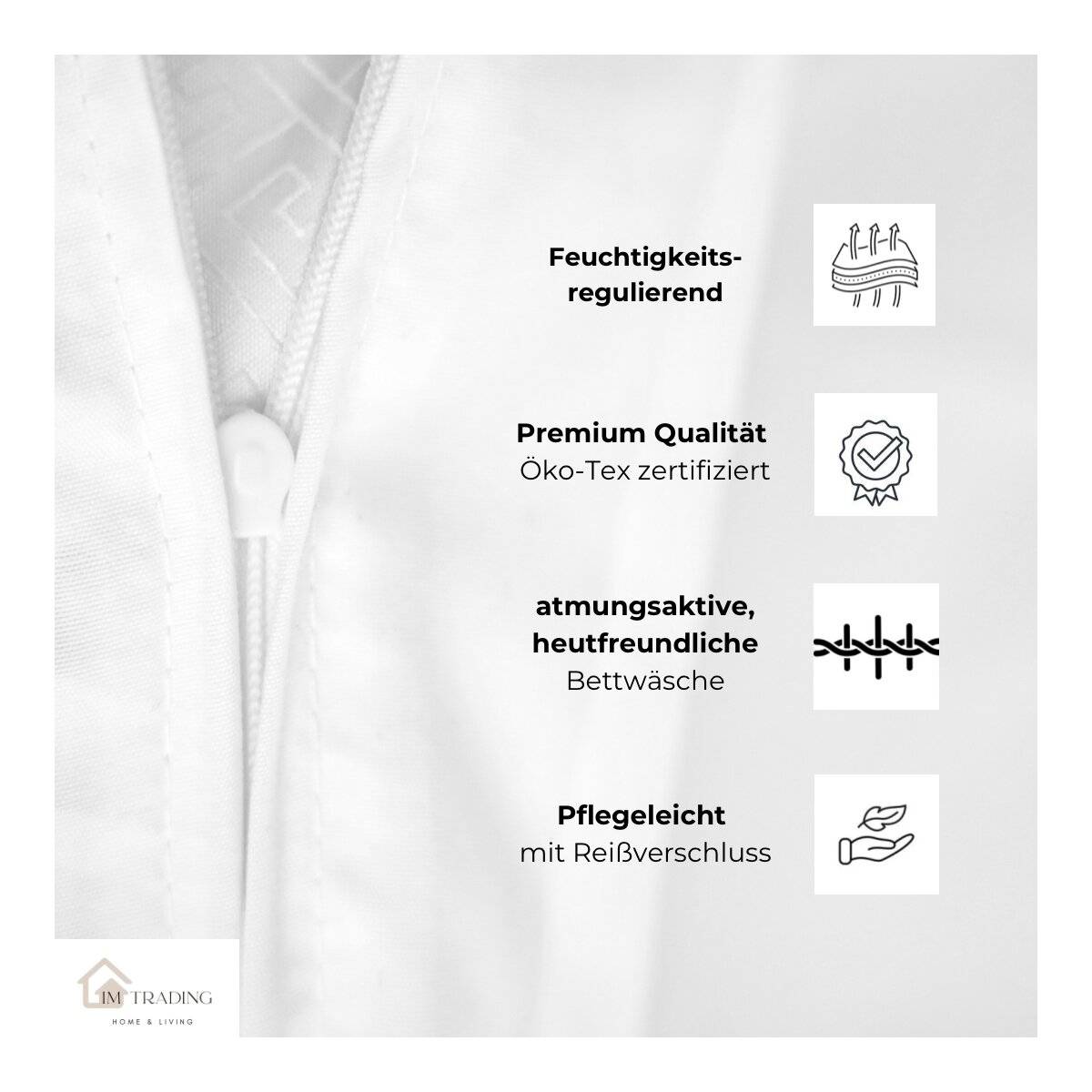 Mikrofaser-Partnerbettwäsche mit Herzmotiv - 2er Set mit Reißverschluss