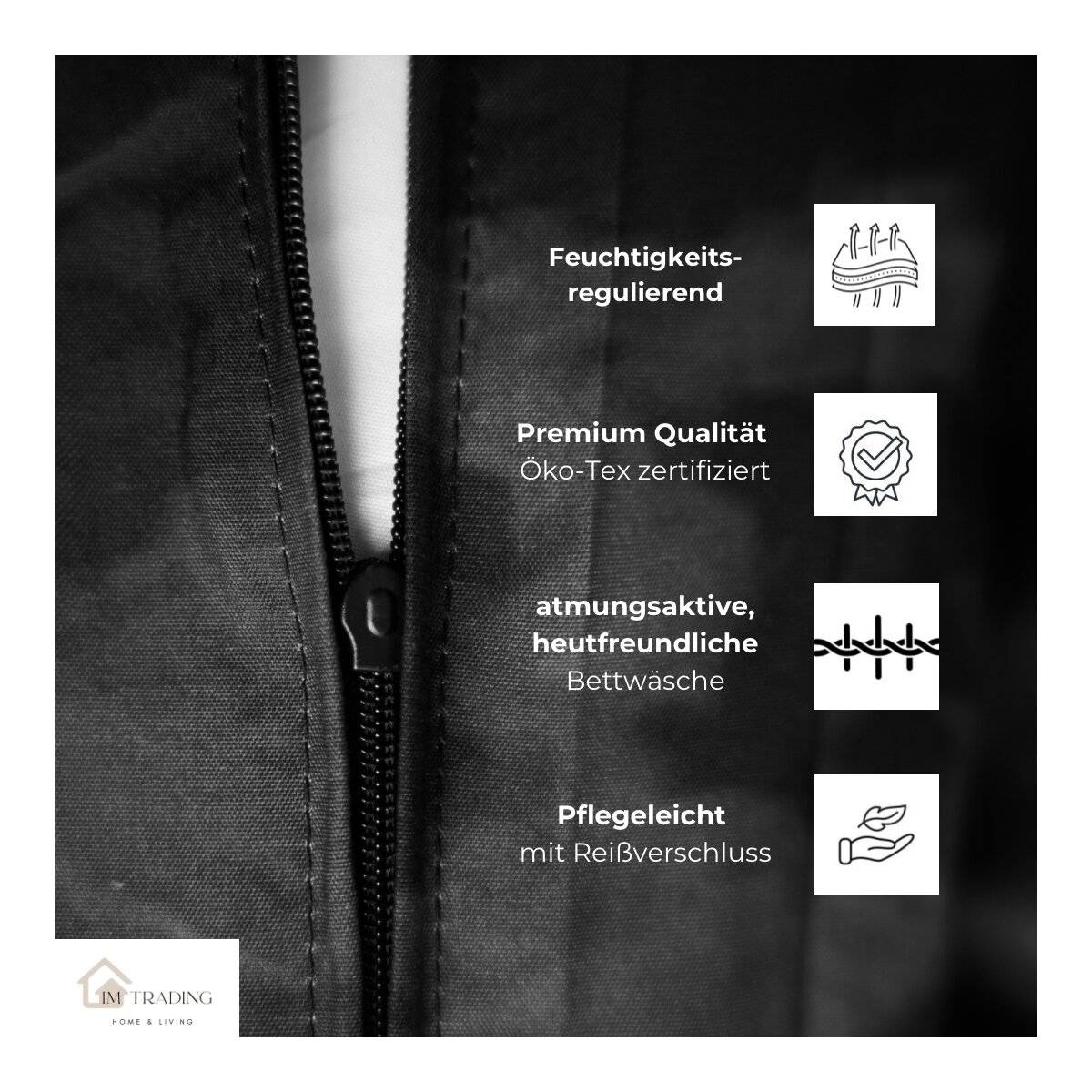 Mikrofaser-Bettwäsche mit Reißverschluss - Einzelbettwäsche mit Herzmotiv 135 x 200 cm