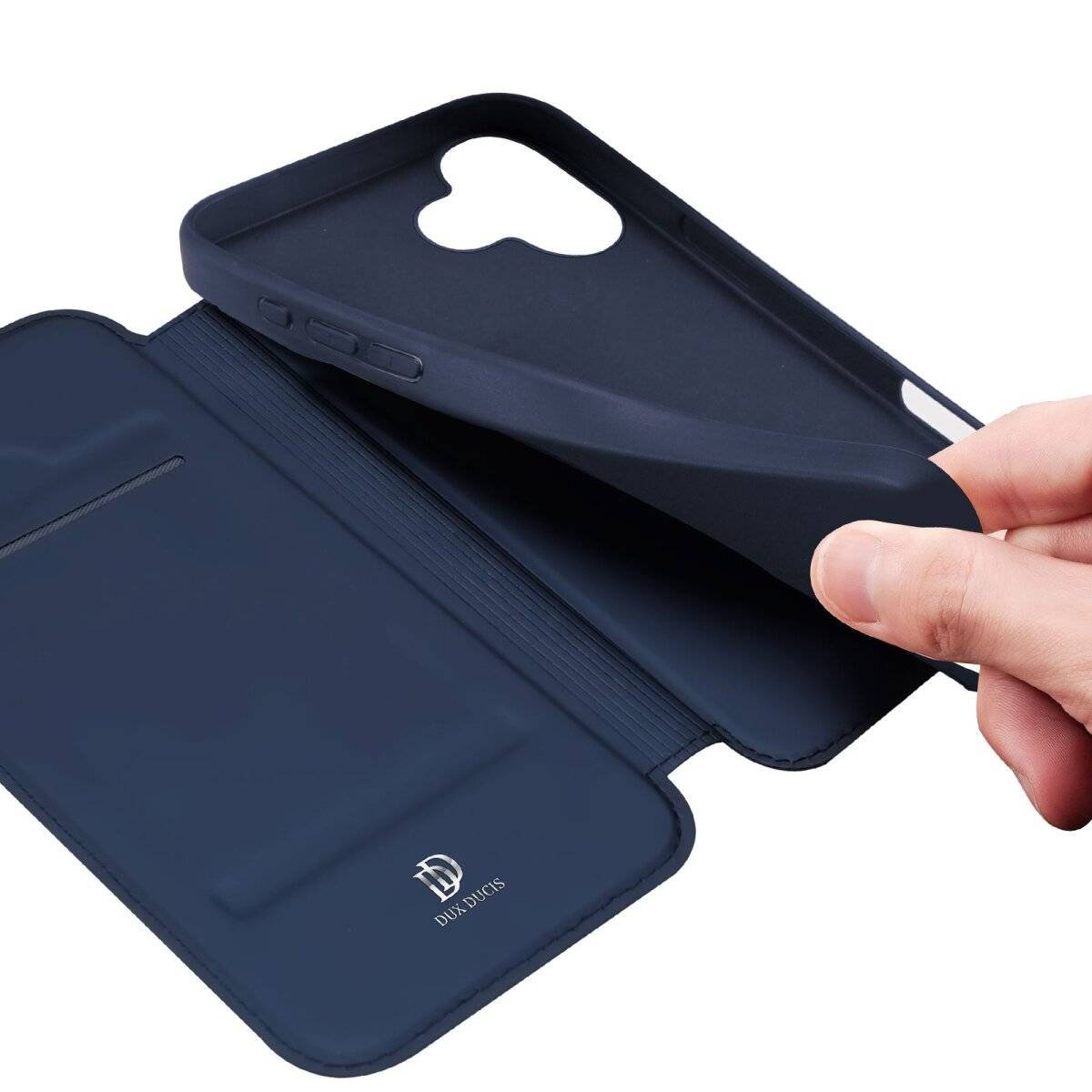 Dux Ducis Klapphülle mit Standfunktion Handyhülle mit Rundumschutz und Kartenfach kompatibel mit iPhone 17 Blau