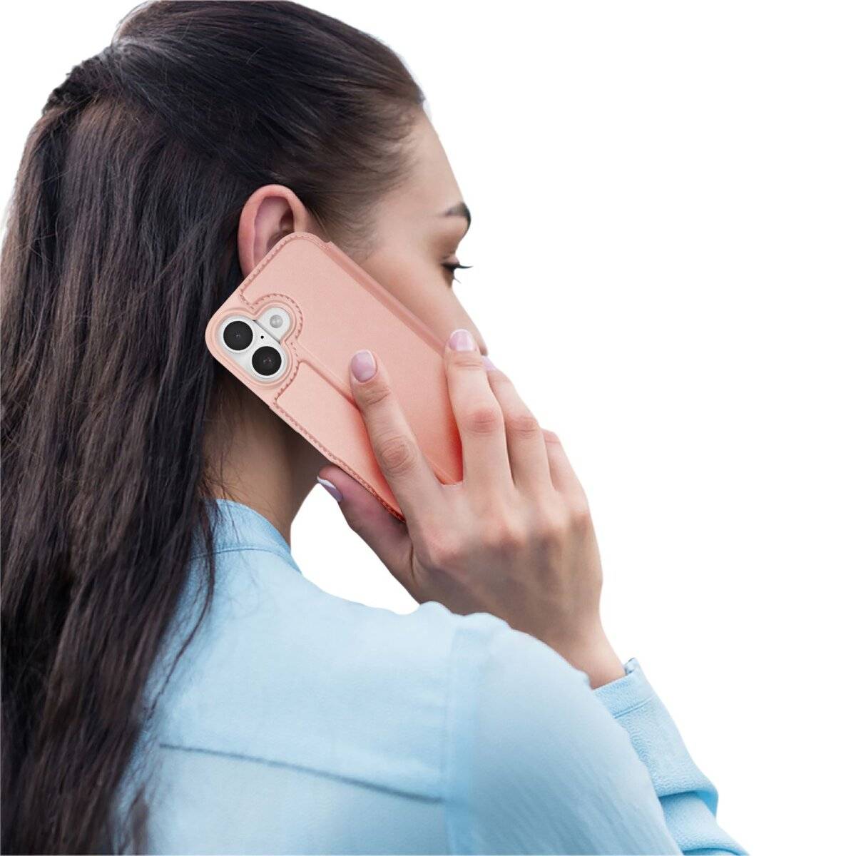 Dux Ducis Klapphülle mit Standfunktion Handyhülle mit Rundumschutz und Kartenfach kompatibel mit iPhone 17 Rosa