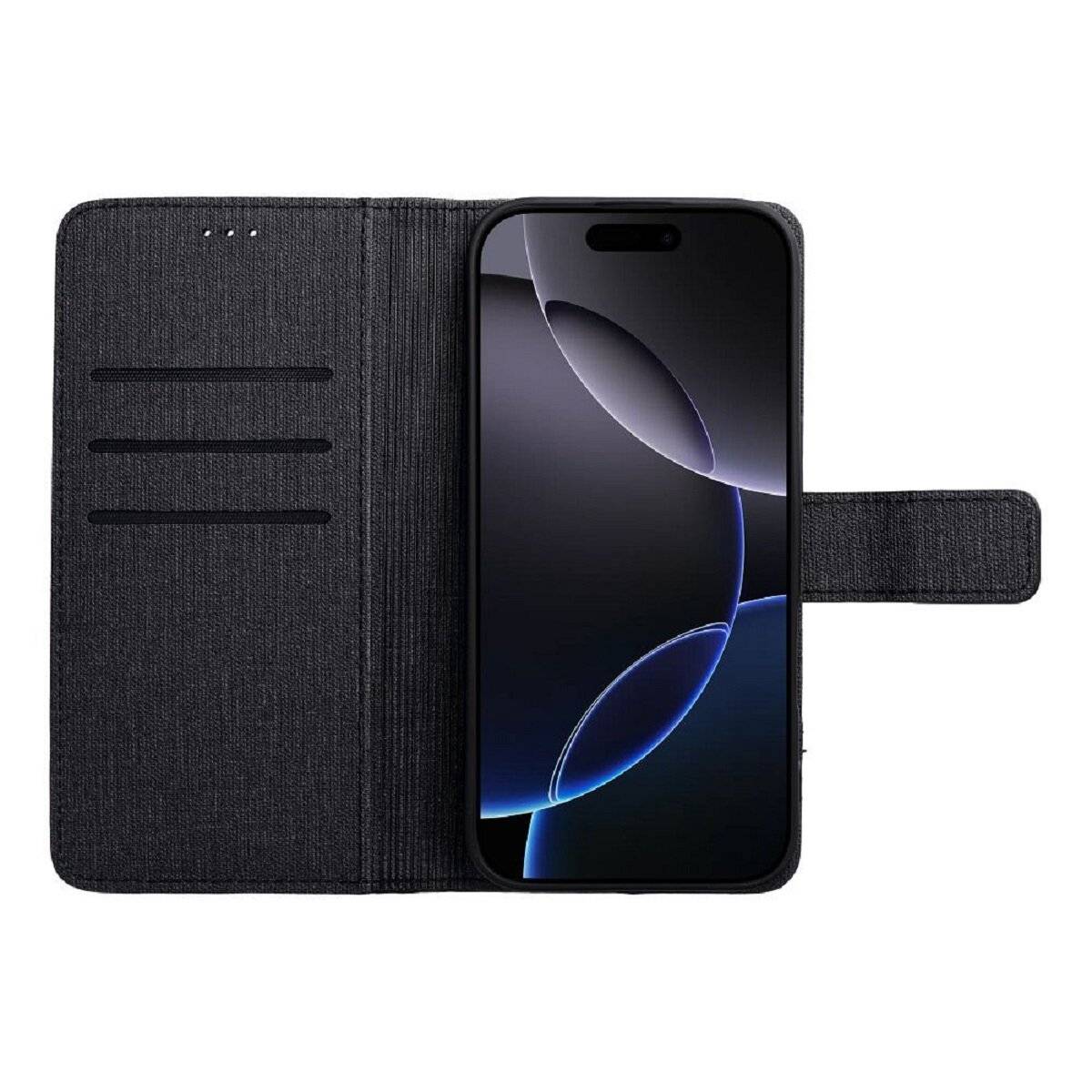 Handyhülle mit Kartenfach & TV-Standfunktion Schutzhülle kompatibel mit iPhone 17 Schwarz