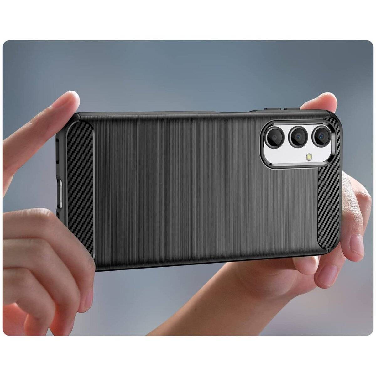 Carbon Case kompatibel mit Samsung Galaxy A17 5G flexible Silikon Carbon Hülle schwarz