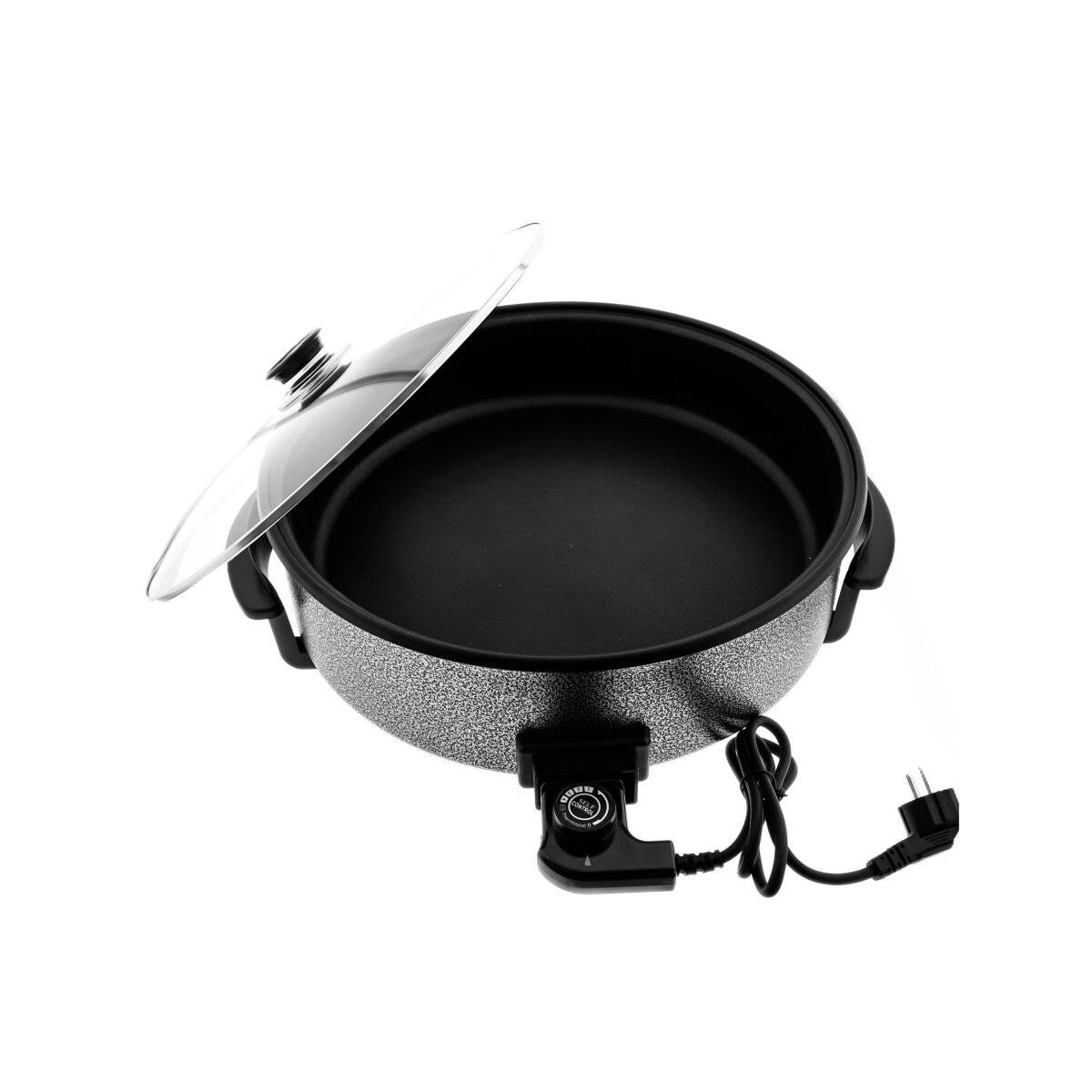 Elektrische Multifunktionspfanne 42 x 9 cm - Pizzapfanne 1500W in Schwarz