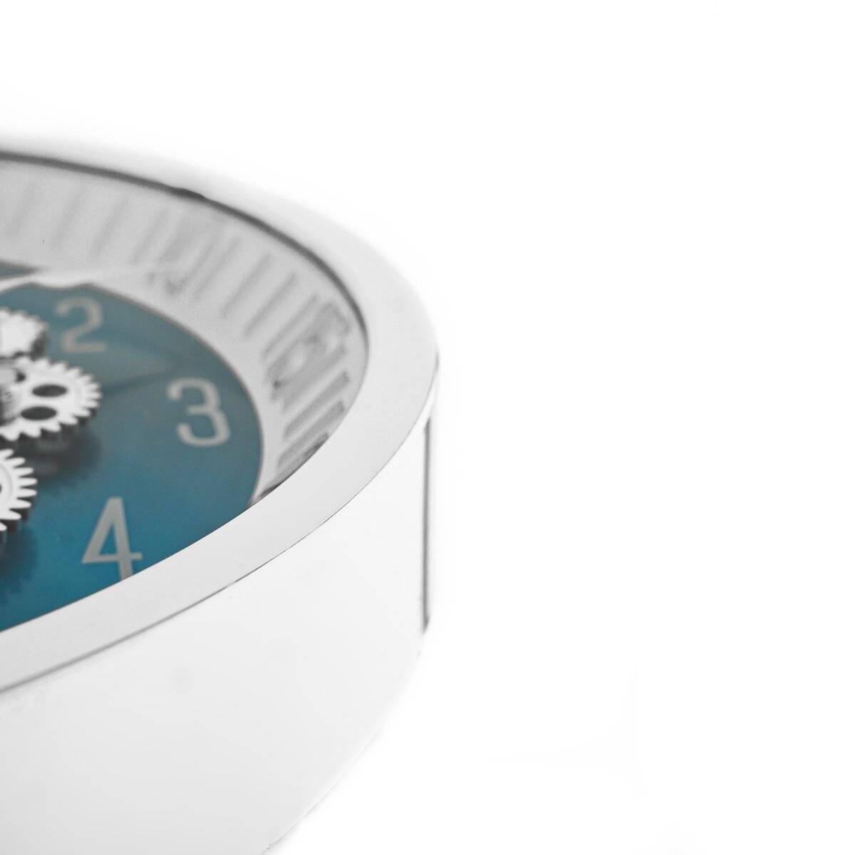 Wanduhr ø35x6 cm mit Zahnrädern - Industrial-Optik, ideal für Wohnzimmer & Büro Silber/Blau