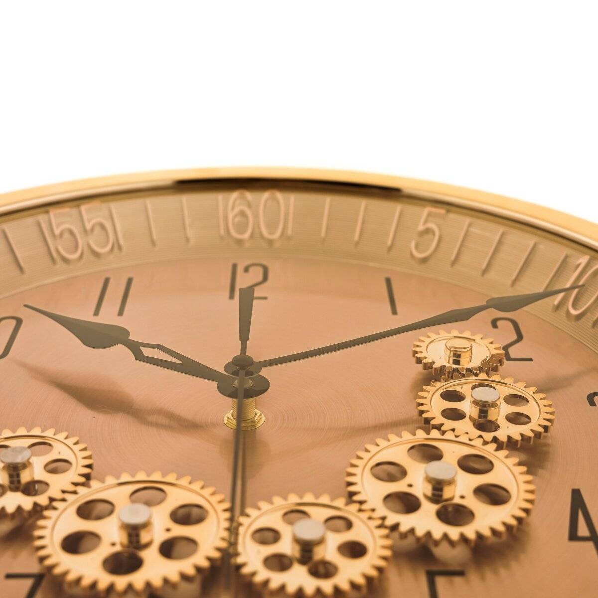 Wanduhr ø35x6 cm mit Zahnrädern - Industrial-Optik, ideal für Wohnzimmer & Büro Rosegold