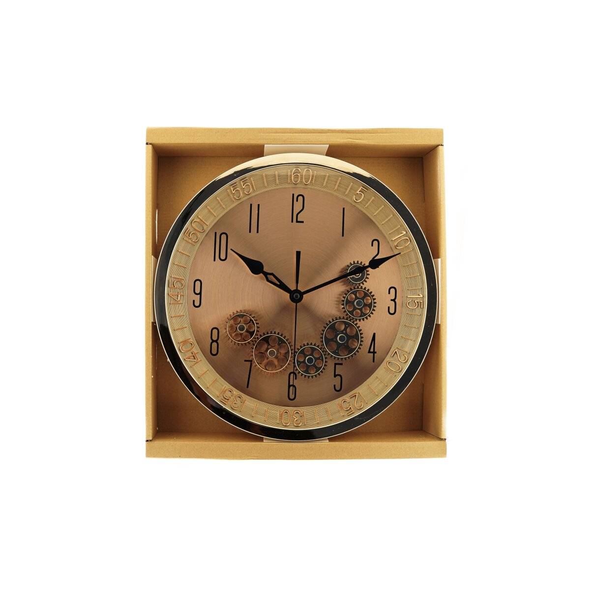Wanduhr ø35x6 cm mit Zahnrädern - Industrial-Optik, ideal für Wohnzimmer & Büro Rosegold