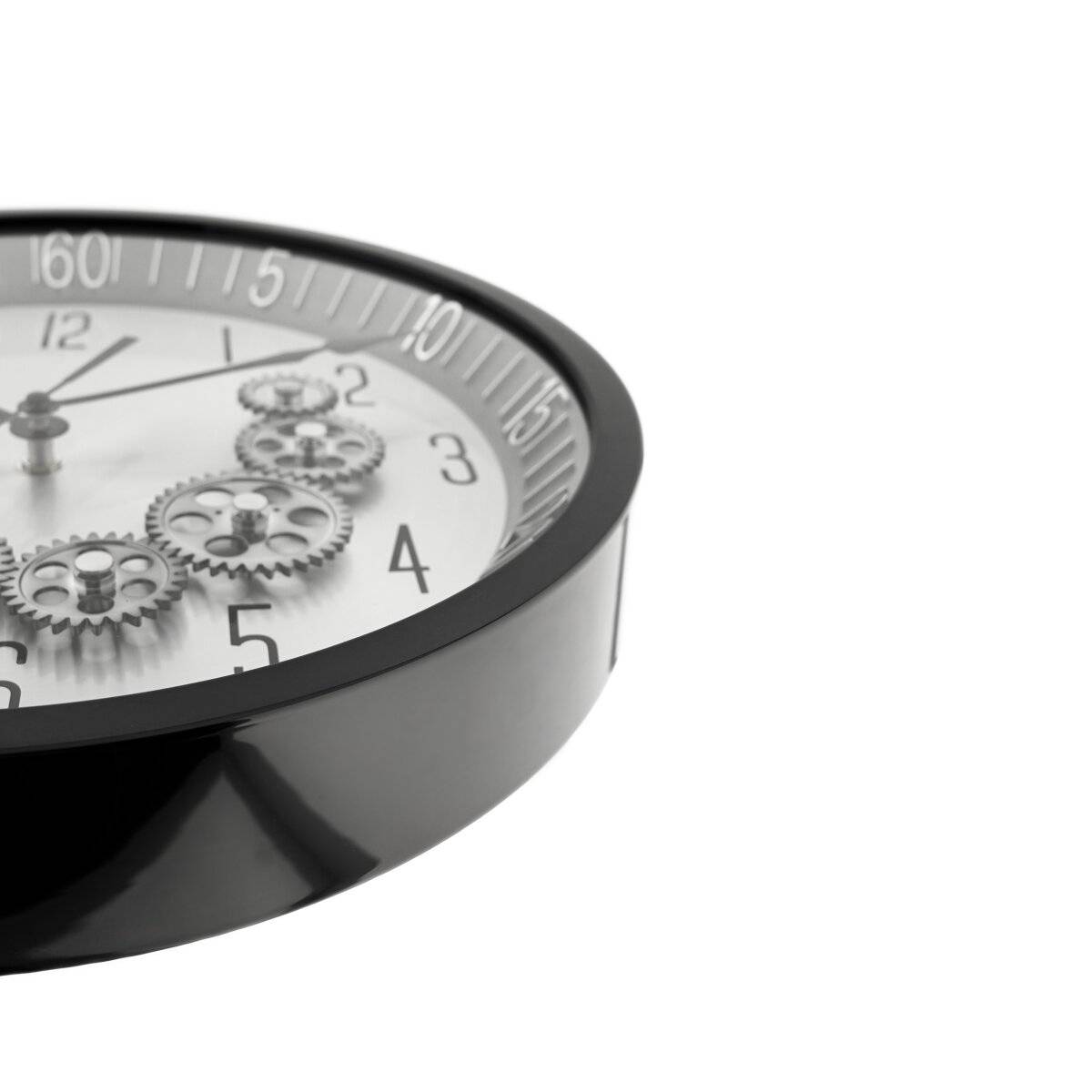 Wanduhr ø35x6 cm mit Zahnrädern - Industrial-Optik, ideal für Wohnzimmer & Büro Schwarz/Silber