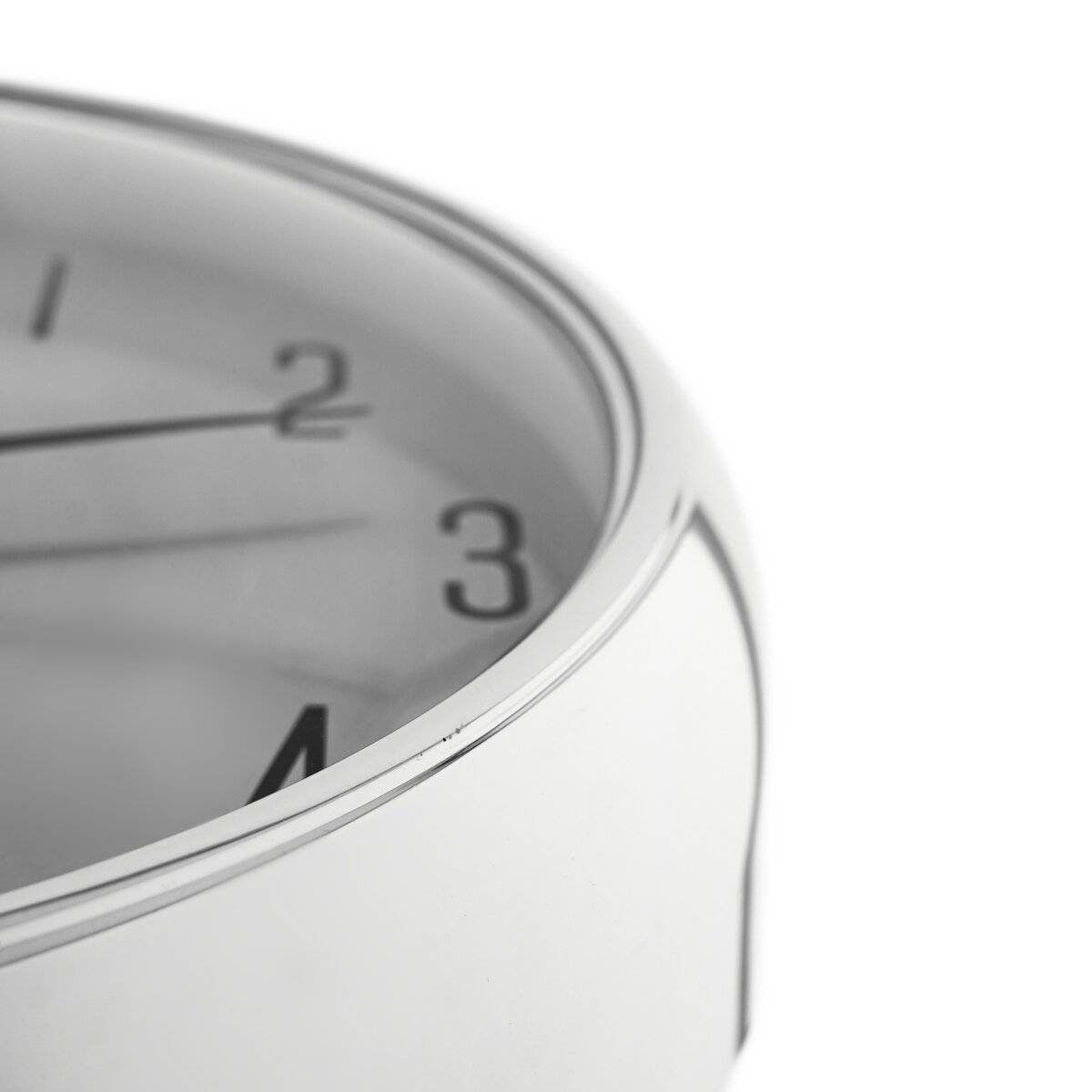 Moderne Wanduhr ø35 x 9 cm,- Quarzwerk, Analog in 12-Stunden-Anzeige Silber