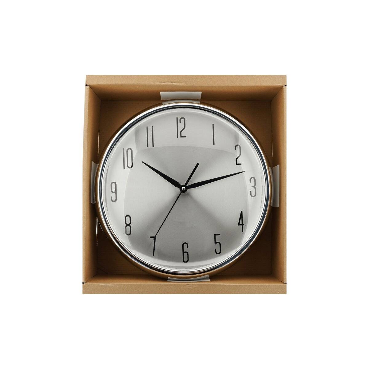 Moderne Wanduhr ø35 x 9 cm,- Quarzwerk, Analog in 12-Stunden-Anzeige Silber